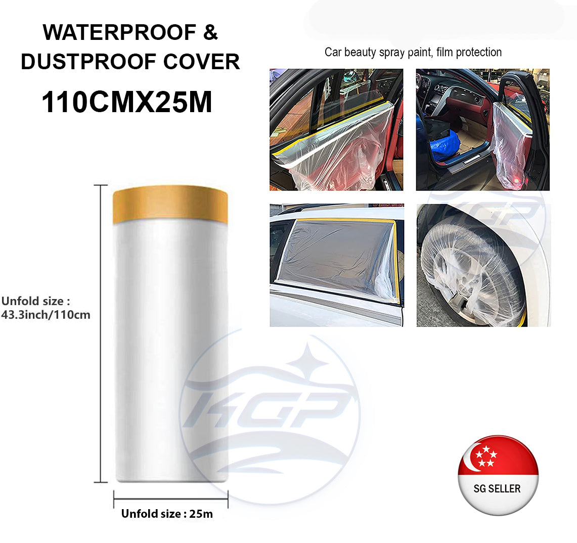 Pre-Tape Masking Film / Painter Tape Plastic Drop Cloth / Furniture Protection / Spray Painting Protection 110cmx25m