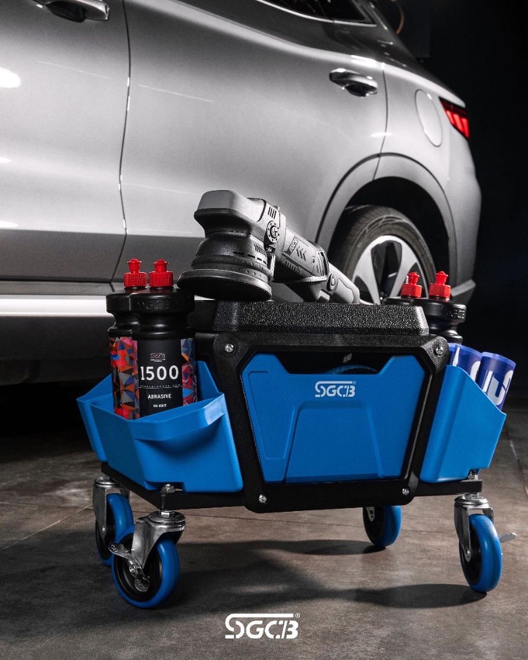 sgcb mechanics stool with wheel heavy duty roller creeper seat with tool storage trays and drawer 330 lbs capacity for car wash