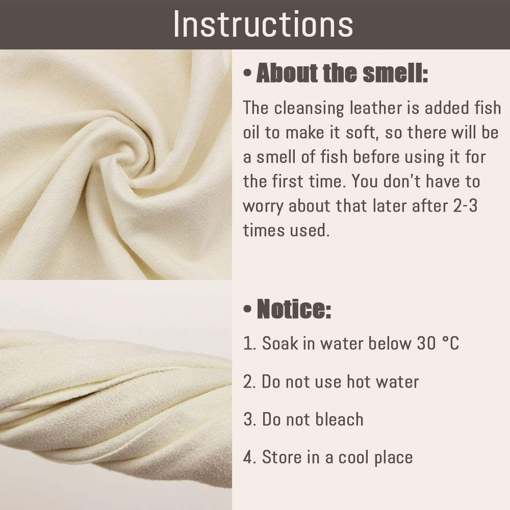 Original Chamois Leather Cloth for Car - Large Drying Towel Natural Shammy Towel Real Leather Washing Cloth Cleaning Towel Car