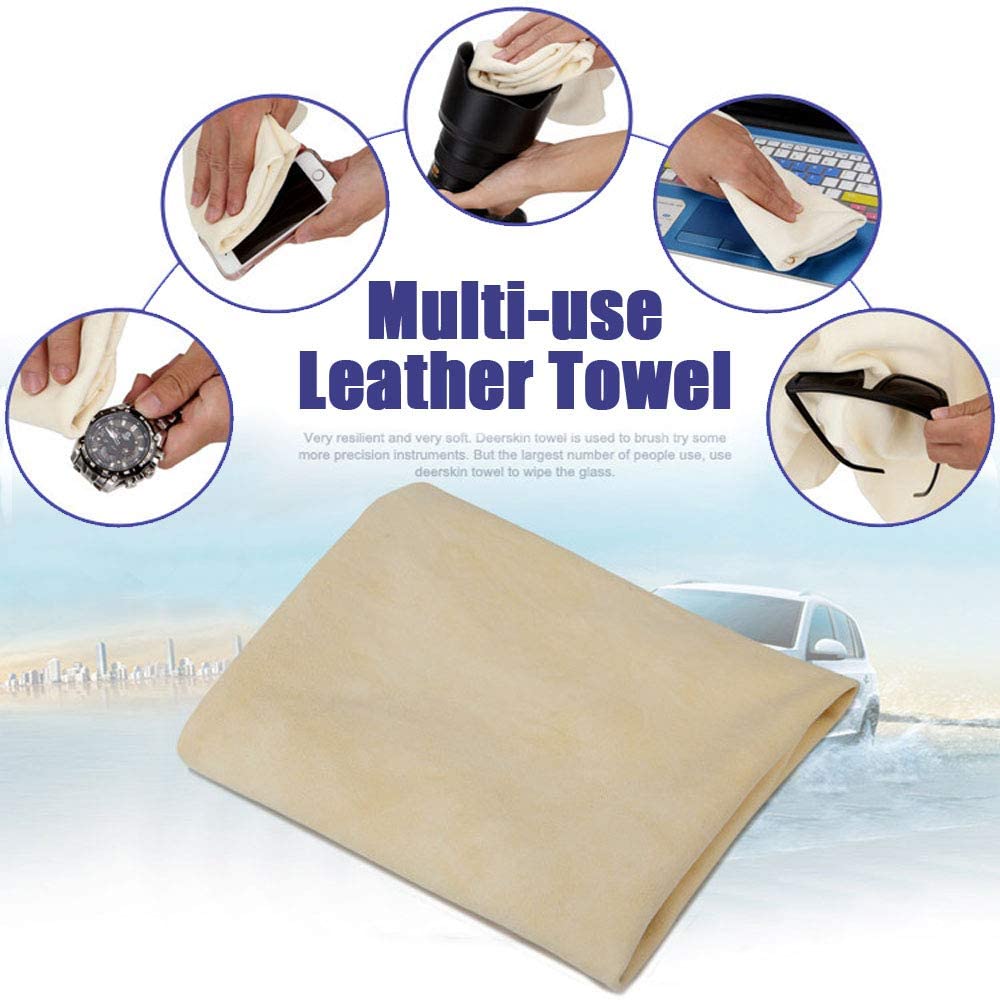 Original Chamois Leather Cloth for Car - Large Drying Towel Natural Shammy Towel Real Leather Washing Cloth Cleaning Towel Car