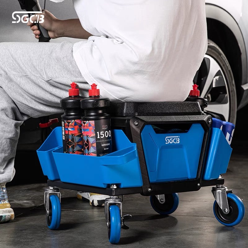 sgcb mechanics stool with wheel heavy duty roller creeper seat with tool storage trays and drawer 330 lbs capacity for car wash